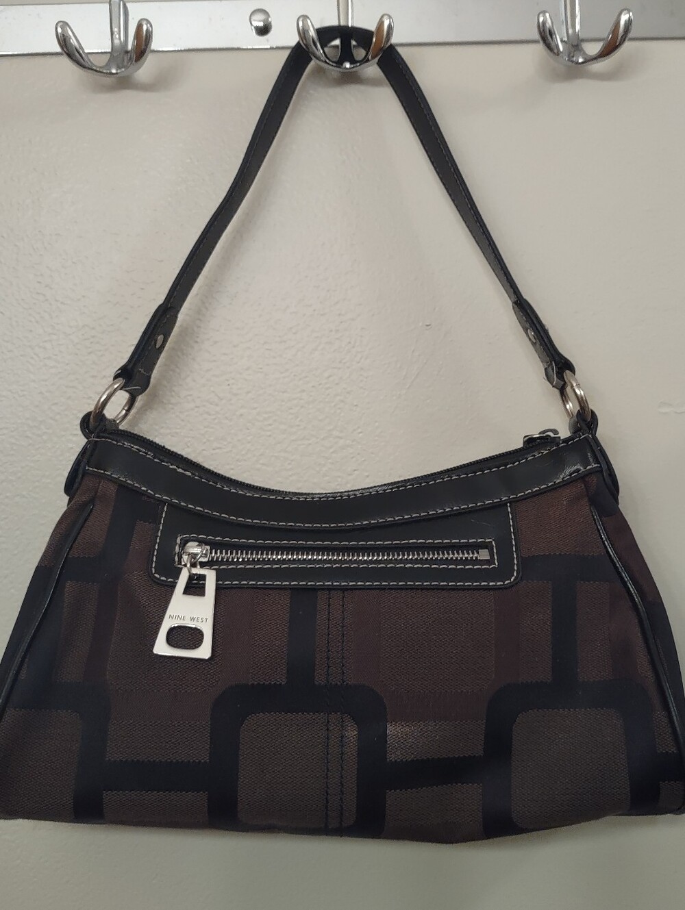 NWOT:  NINE WEST Brown and Black Geometric Hobo Shoulder Bag